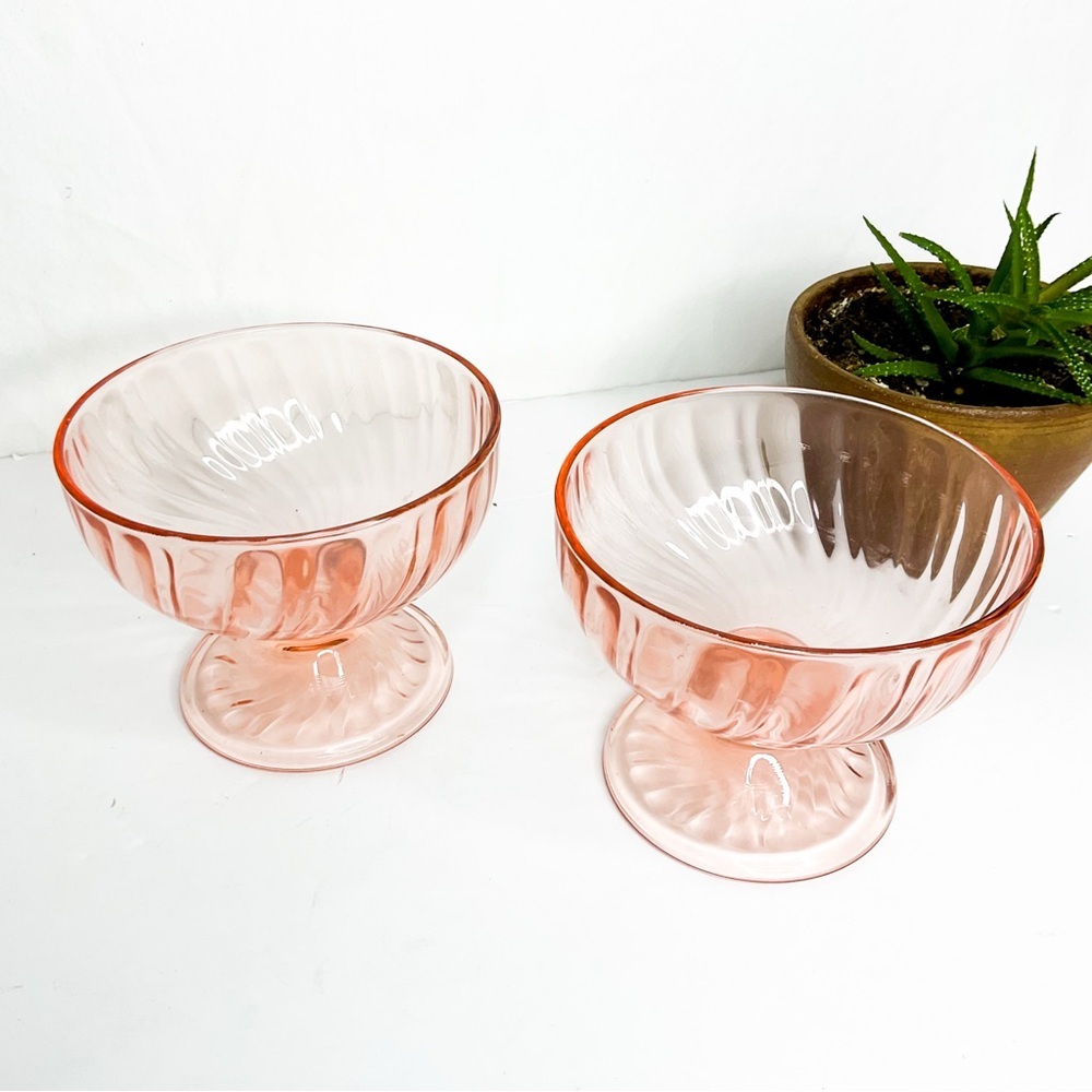 Pink Depression Glass Dessert Bowls Set of 2 | VINTAGE - Picture 3 of 6